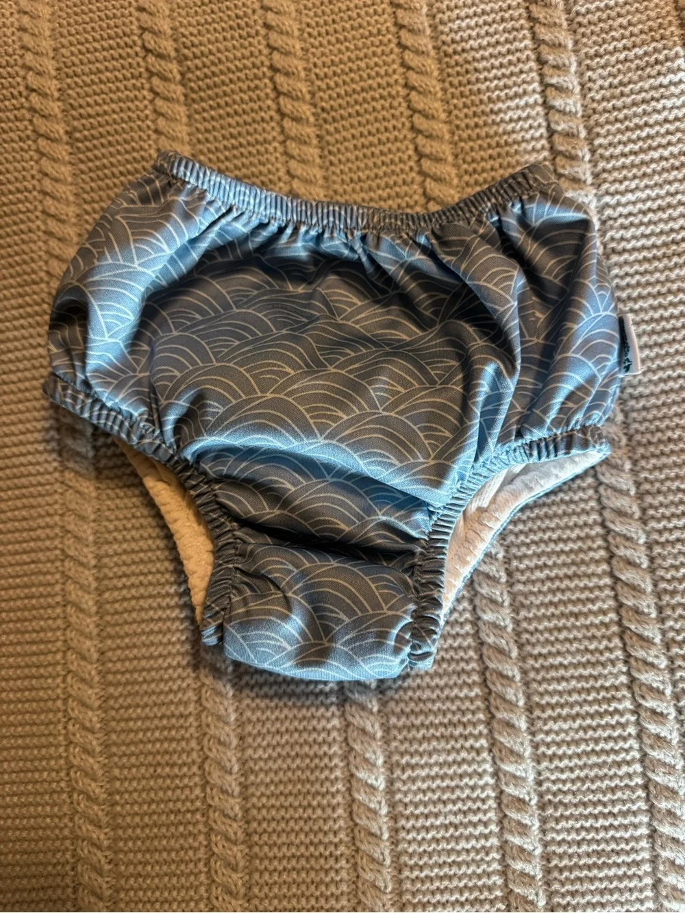 Blue Wave Pattern Kids Swim Diaper Cover
